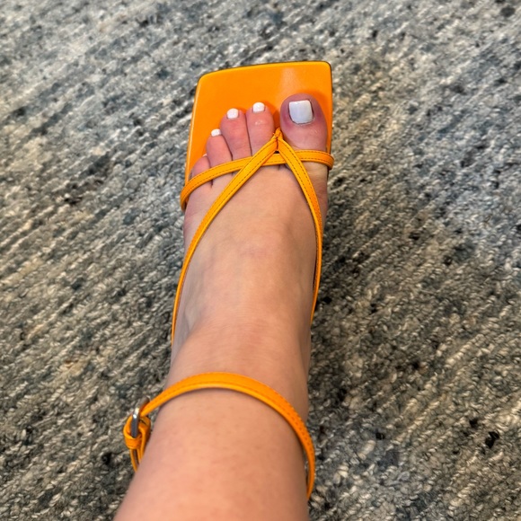 Bottega Veneta Orange Stretch Heeled Sandals - Picture 8 of 8